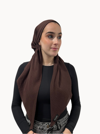 Dark Chocolate Crinkle Pre-Tied Scarf