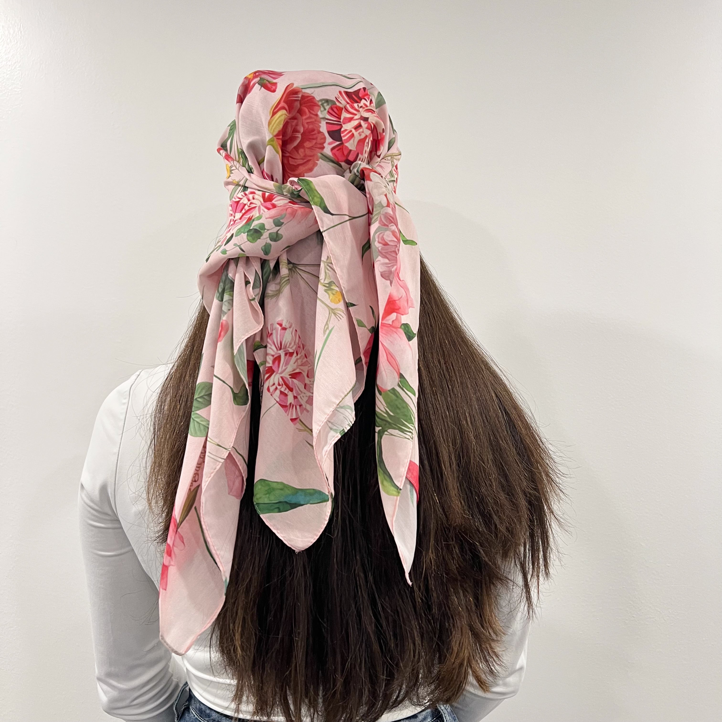 Pink Floral Triangle Scarf