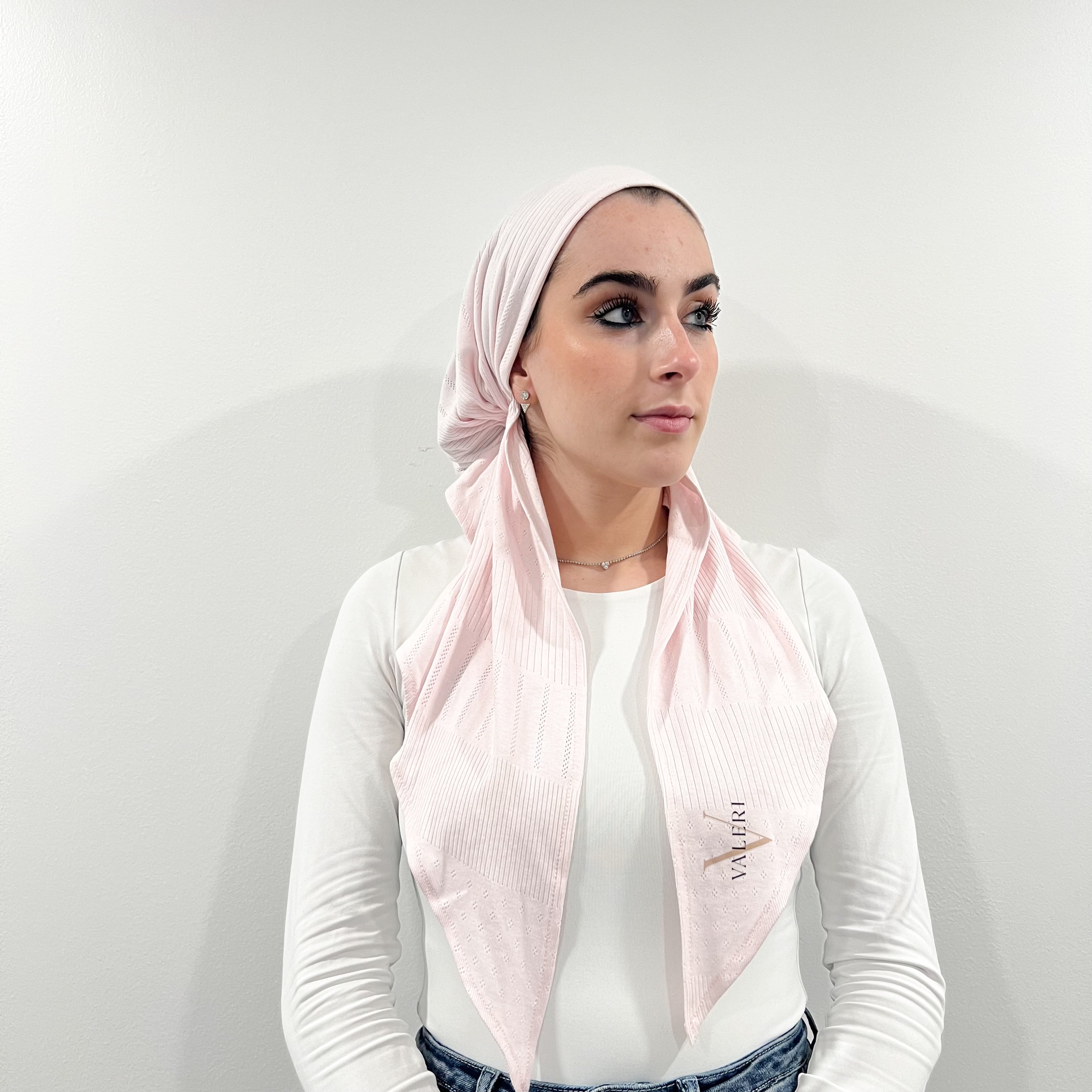 Light Pink Eyelet Pre-Tied Scarf