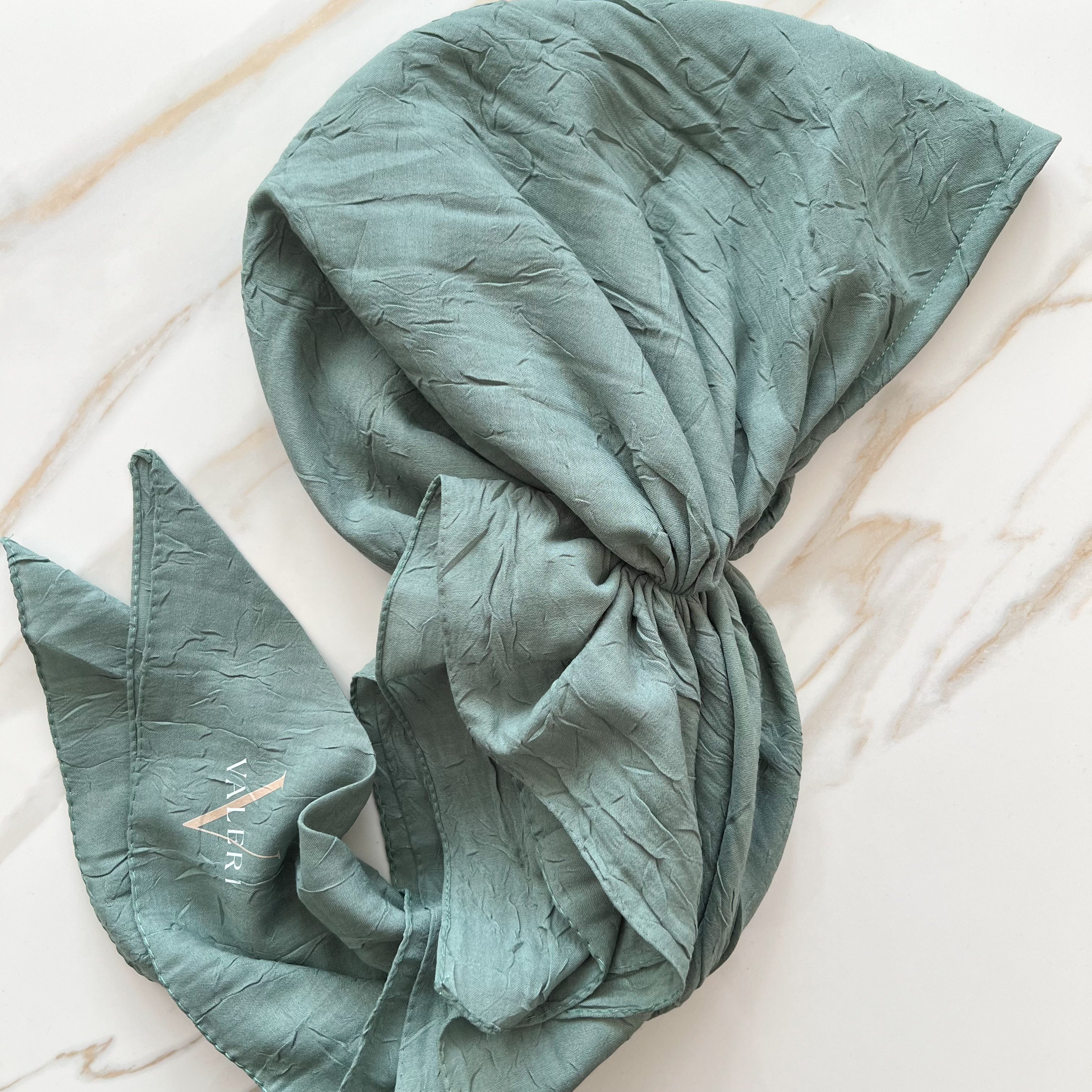 Green Bamboo Pre-Tied Scarf