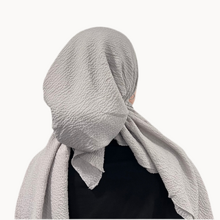 Light Gray Crinkle Pre-Tied Scarf