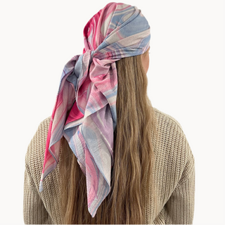 Cotton Candy Marble Light Crinkle Triangle Scarf
