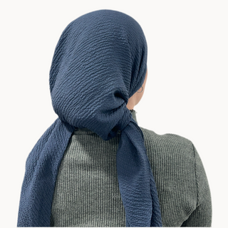 Dusty Blue Crinkle Triangle Scarf