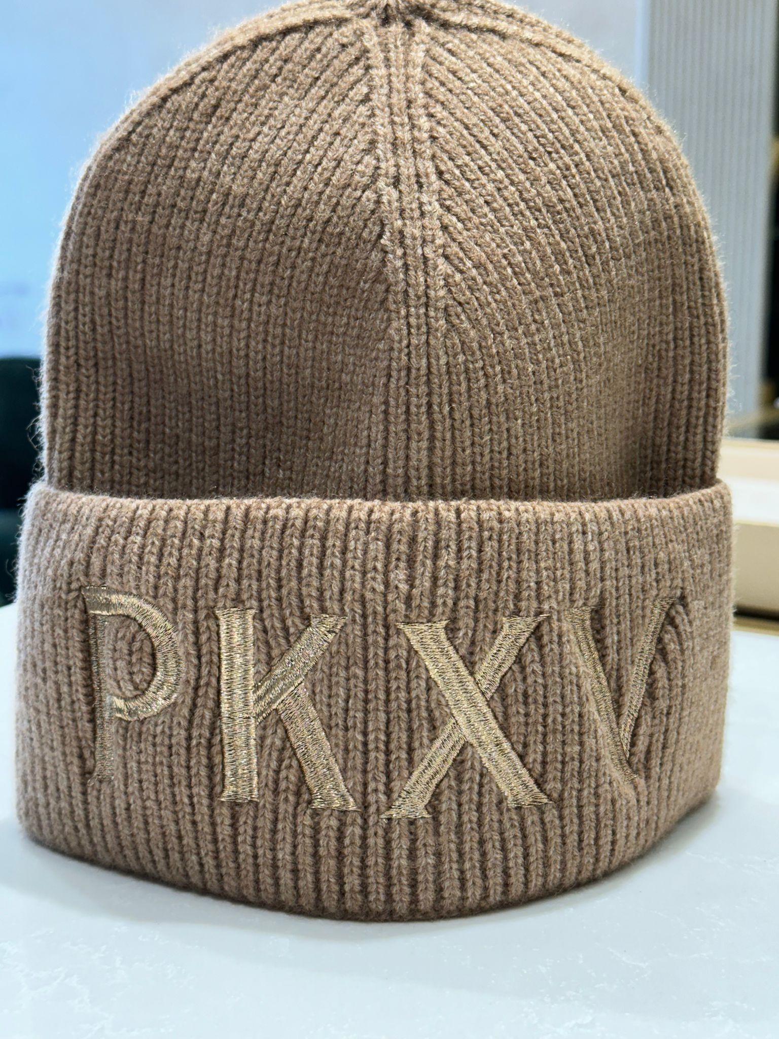 PK X V Logo Cuff Beanie - Tan