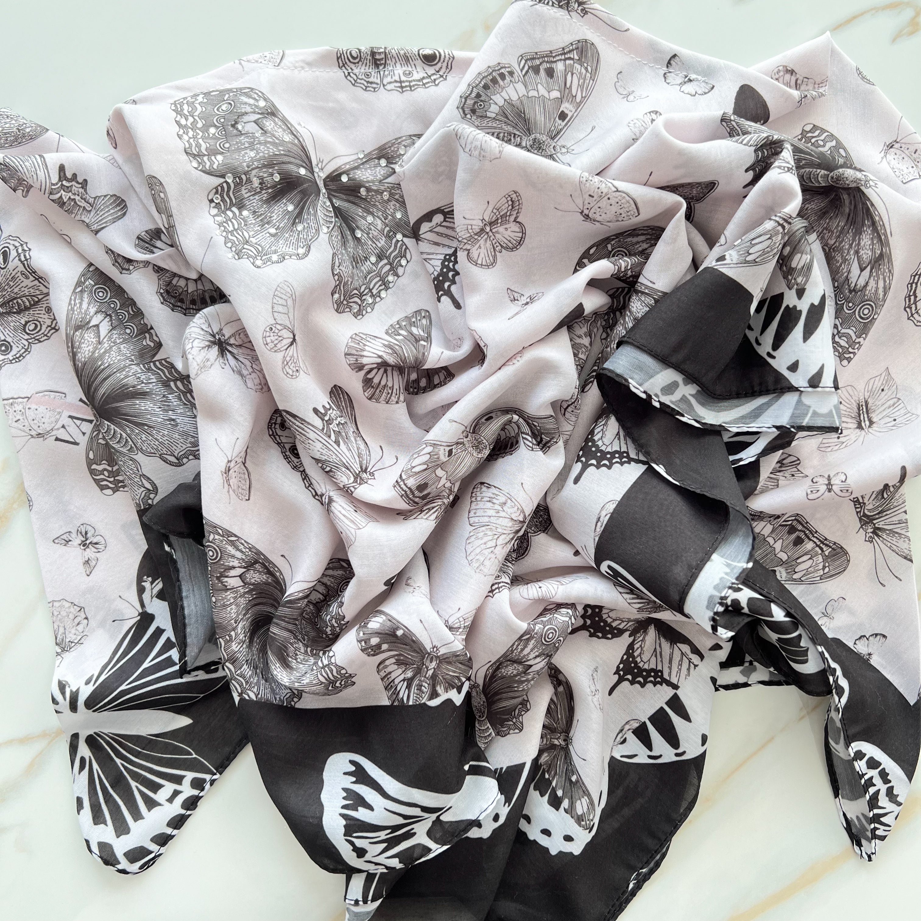 Butterfly Embellished Triangle Scarf