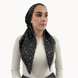 Valeri Signature Bloom Charcoal Pre-Tied Scarf
