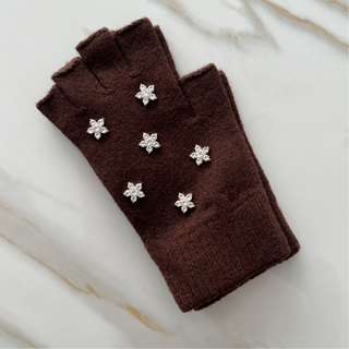 Crystal Bloom Chocolate Fingerless Gloves