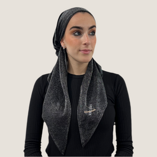 Black Shimmer Pre-Tied Scarf