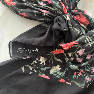 Midnight Poppy Pre-Tied Scarf