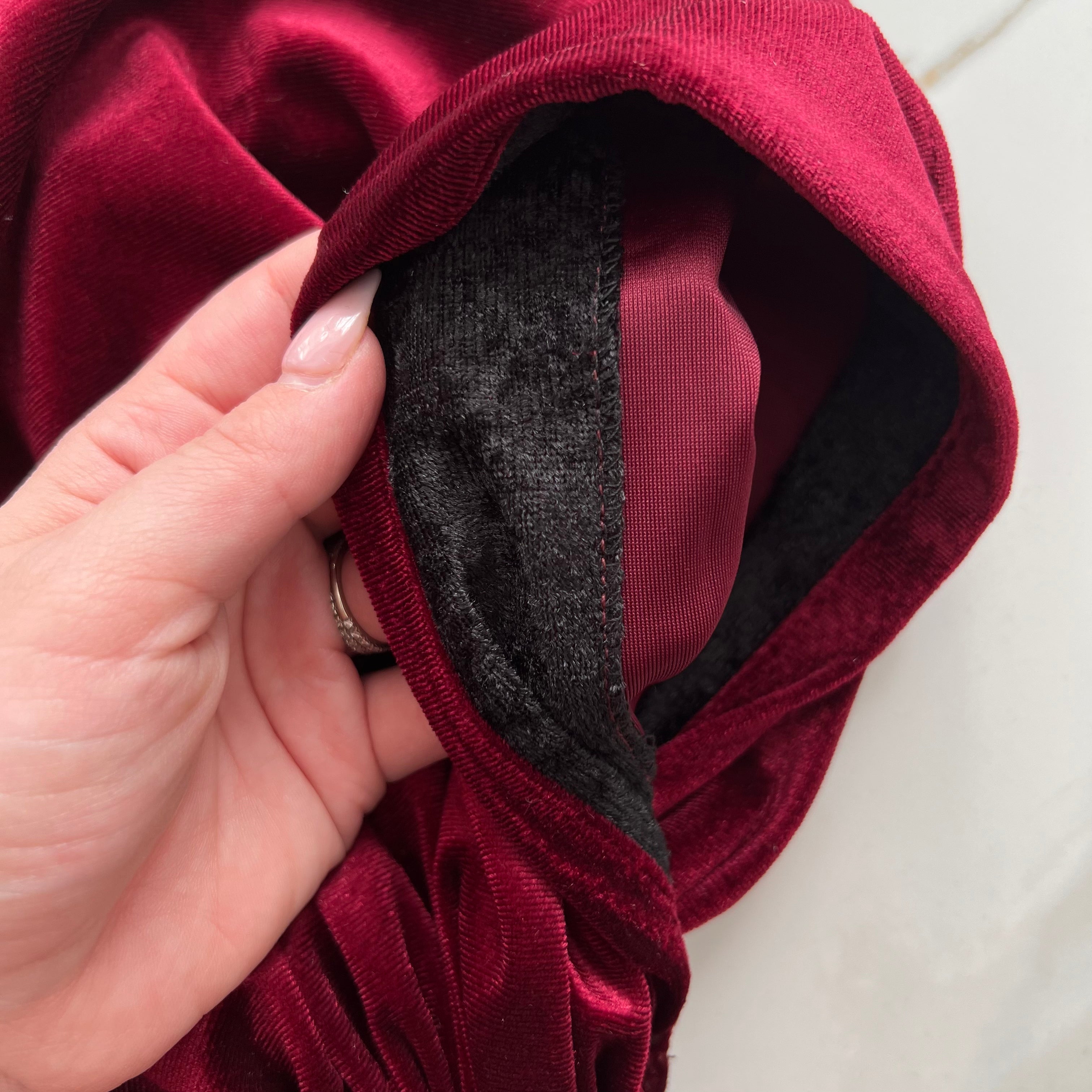 Burgundy Velvet Pre-Tied Scarf