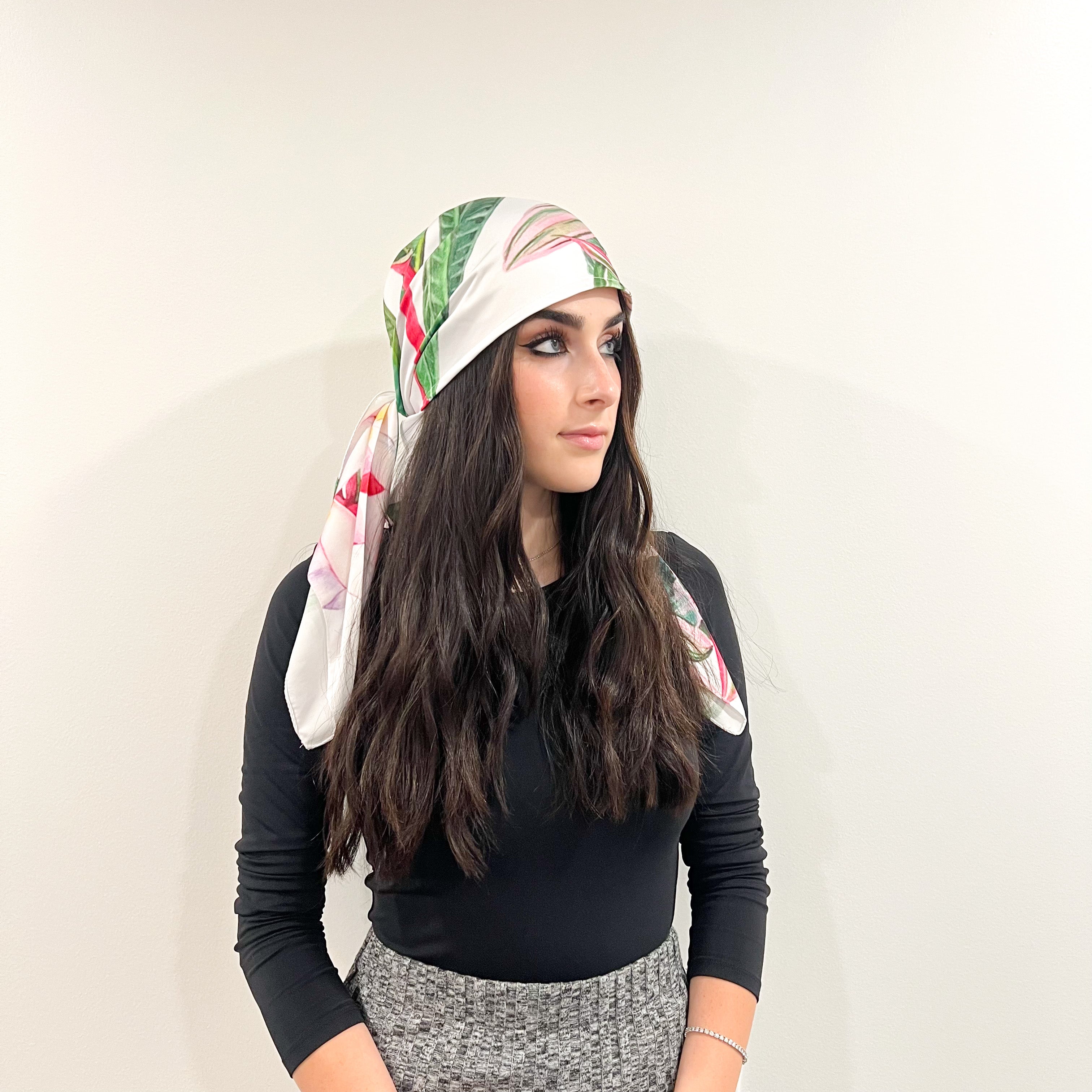Botanical Satin Triangle Scarf