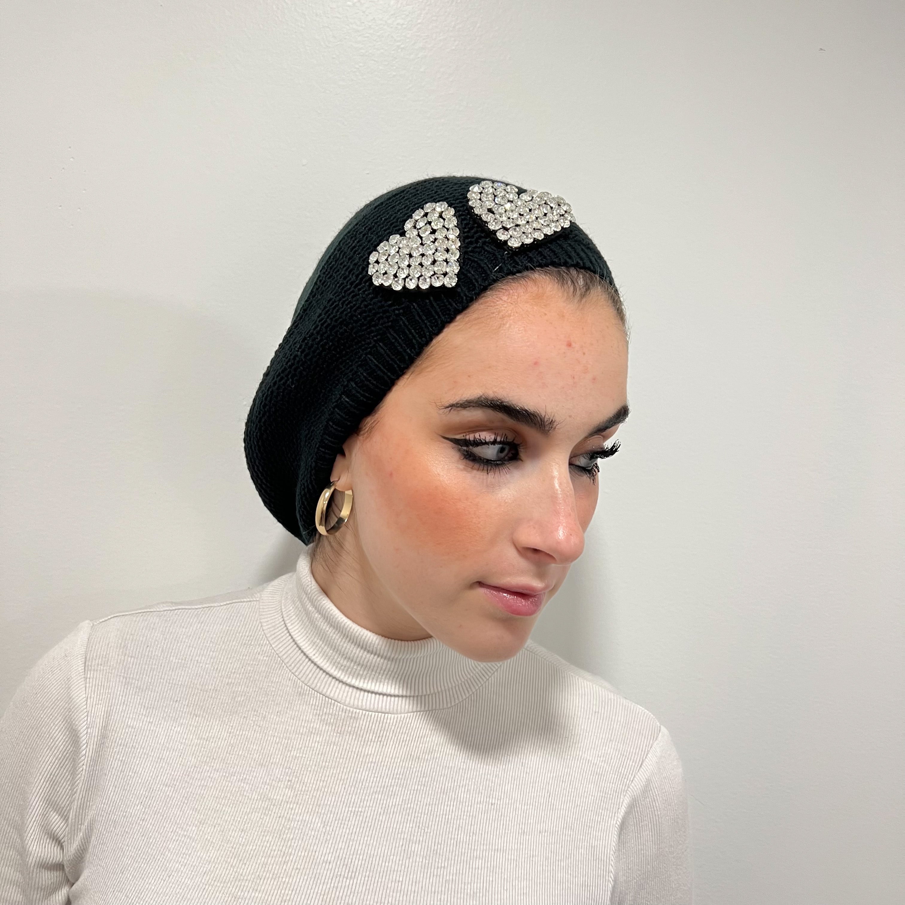 Crystal Heart Beret - Clear
