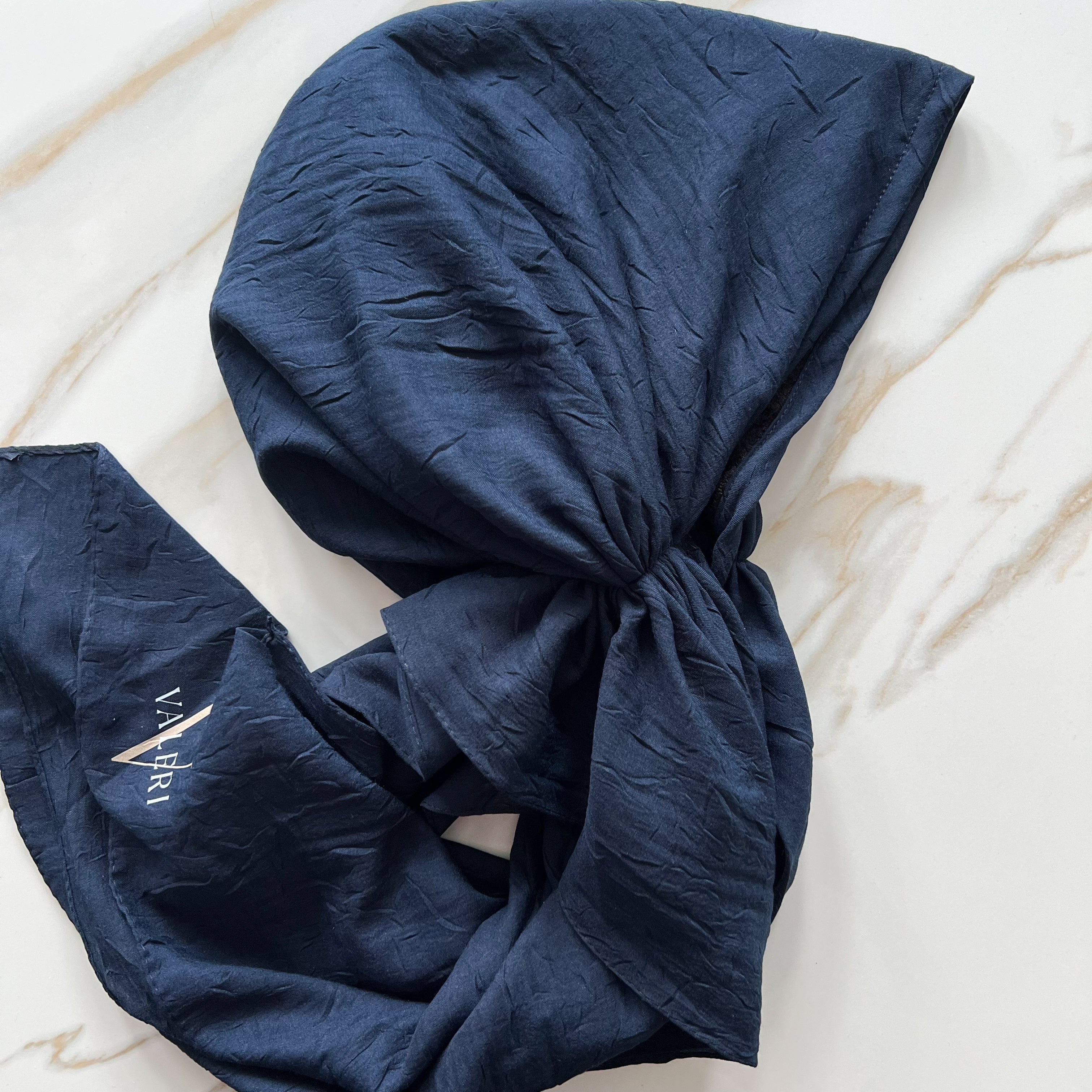 Navy Bamboo Pre-Tied Scarf