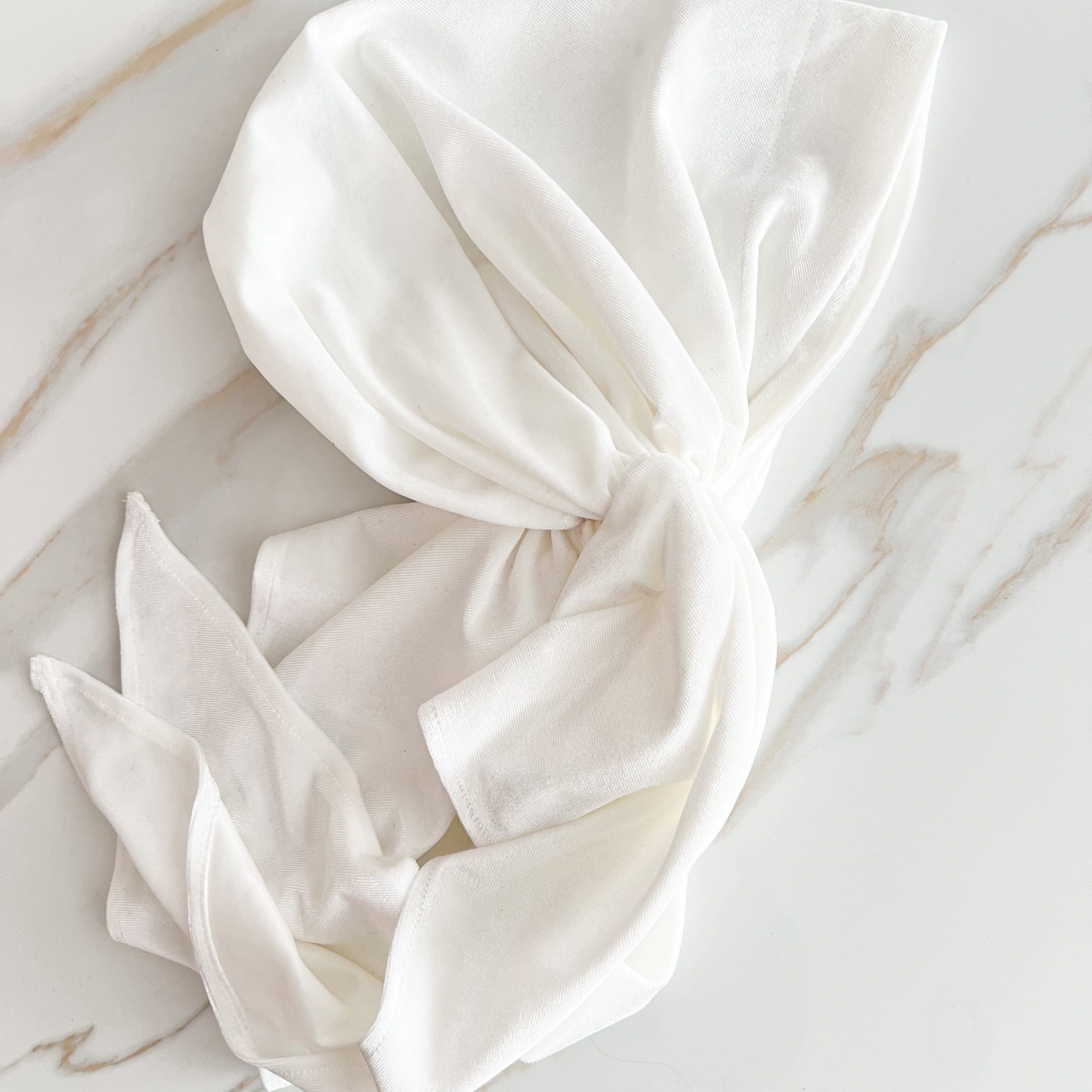 White Velvet Pre-Tied Scarf