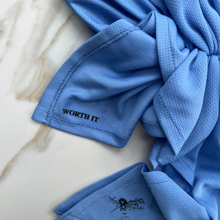 Soft Blue Dri Fit "Worth It" Scarf by Alyssa