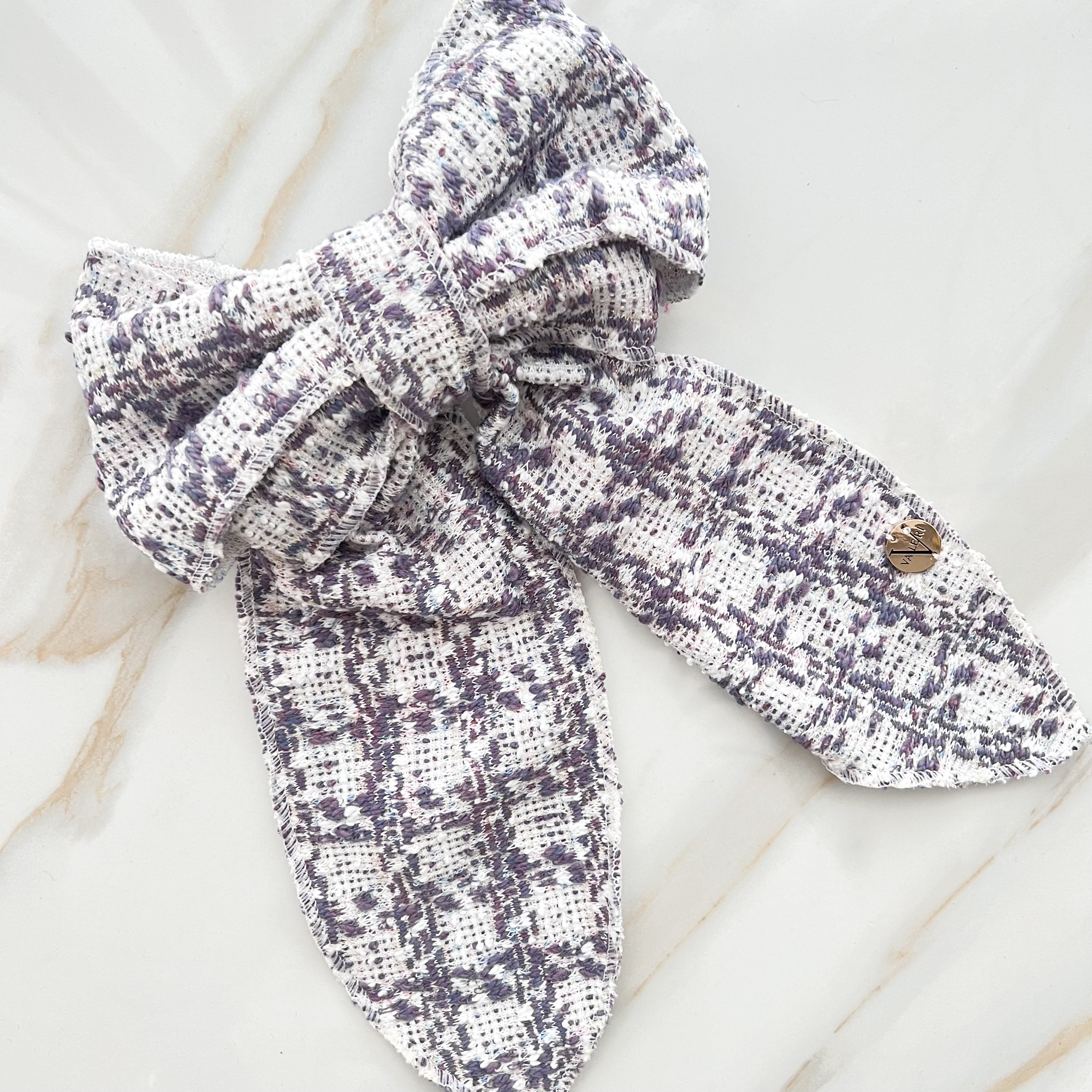 Brynn Tweed Bow - Purple