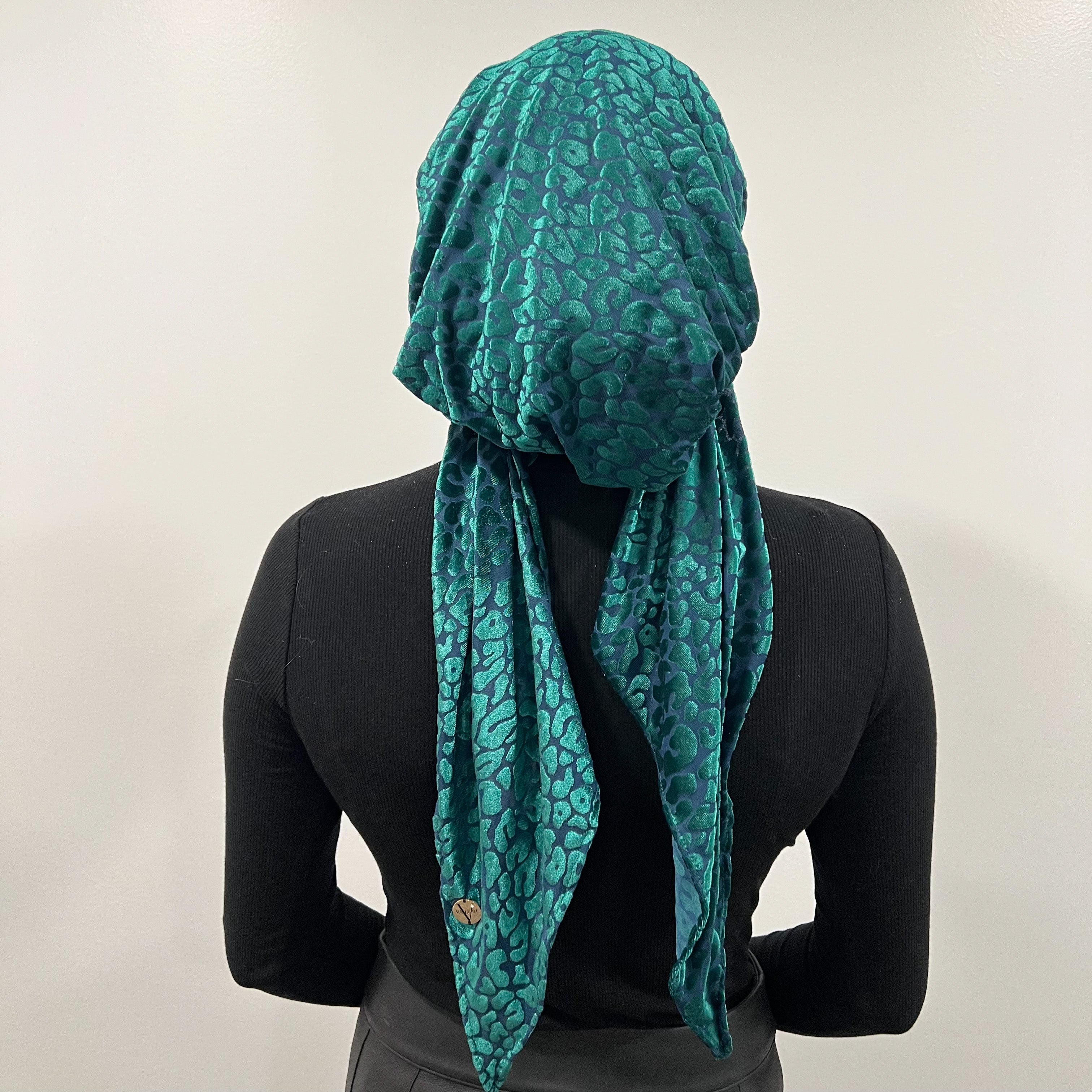 Leopard Velvet Pre-Tied - Green