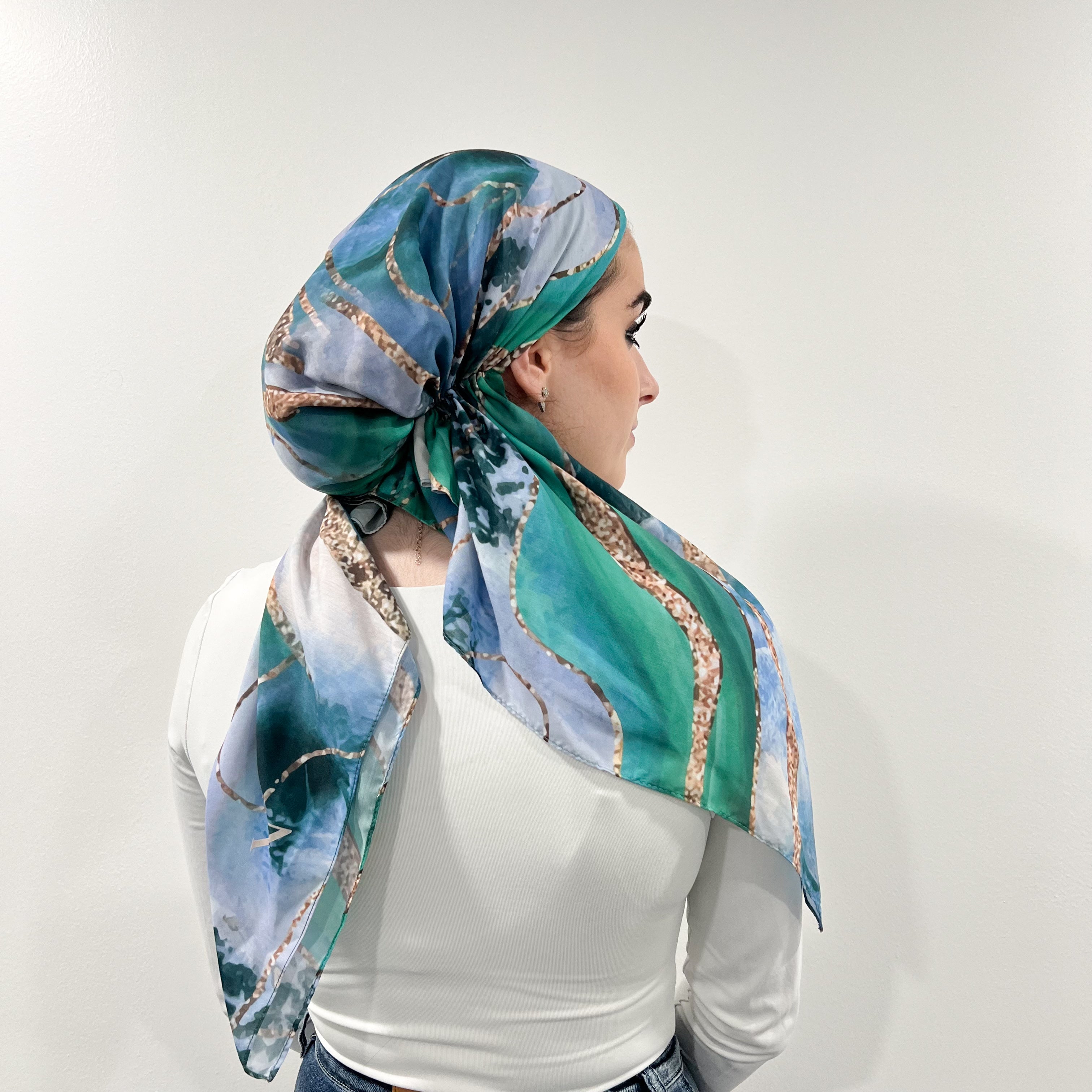Blue Marble Pre-Tied Scarf