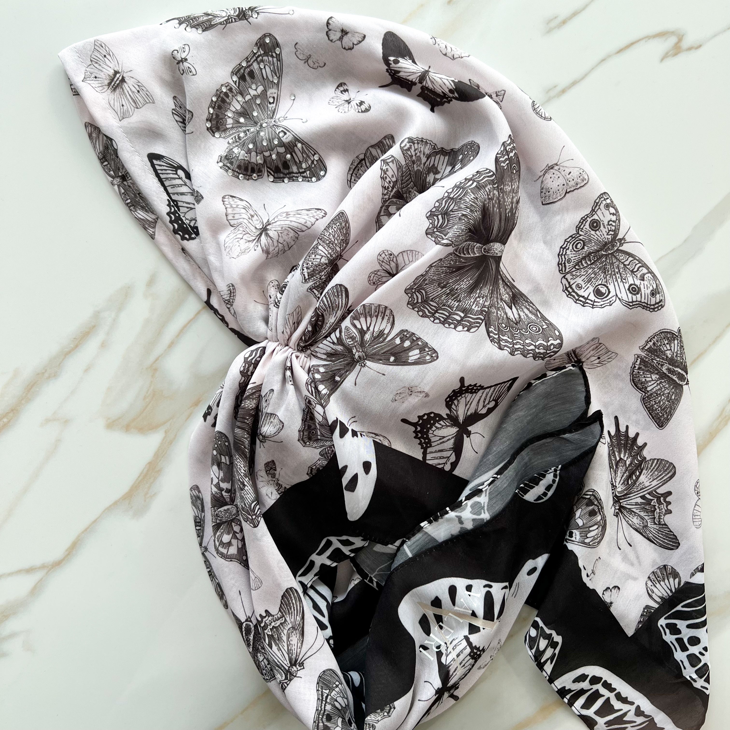 Butterfly Embellished Open Pre-Tied Scarf (Pre-Order)