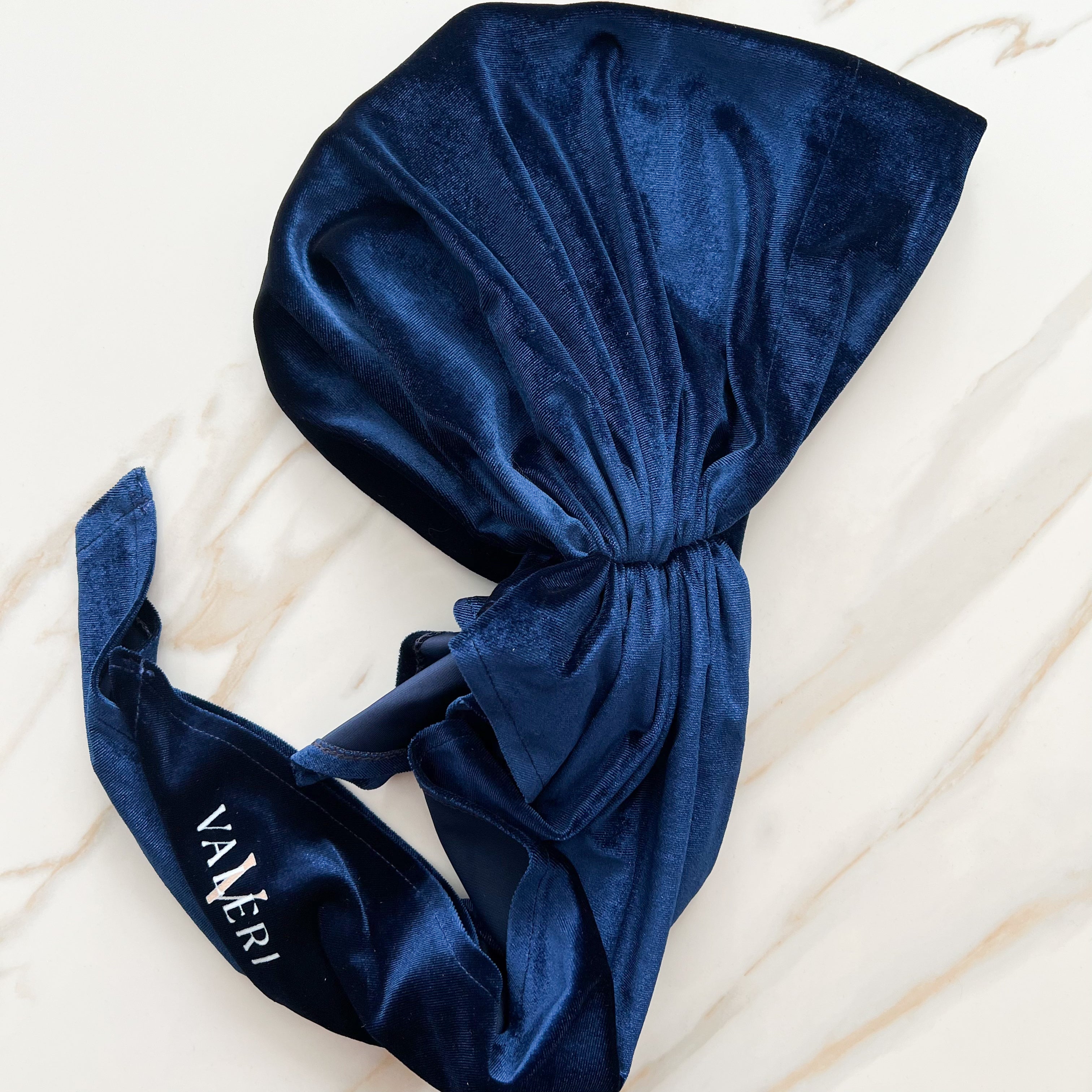 Blue Velvet Pre-Tied Scarf