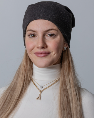 Black Shimmer Knit Beanie