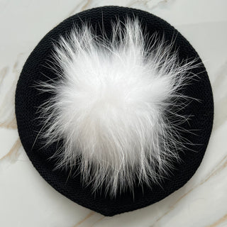 VALERI Lightweight White Pom Pom Beret