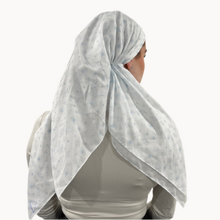 Valeri Signature Bloom White Open Pre-Tied Scarf