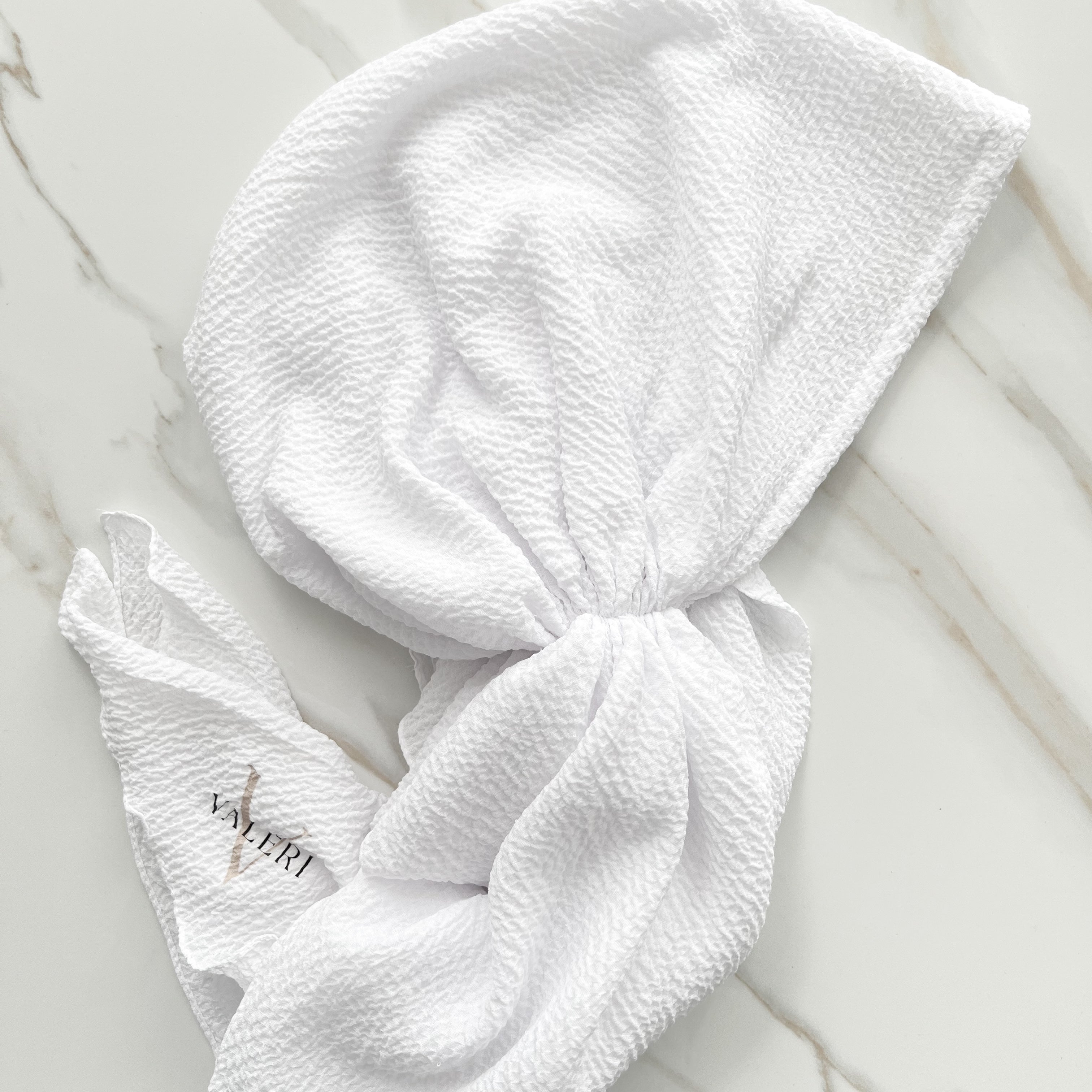 White Crinkle Pre-Tied Scarf