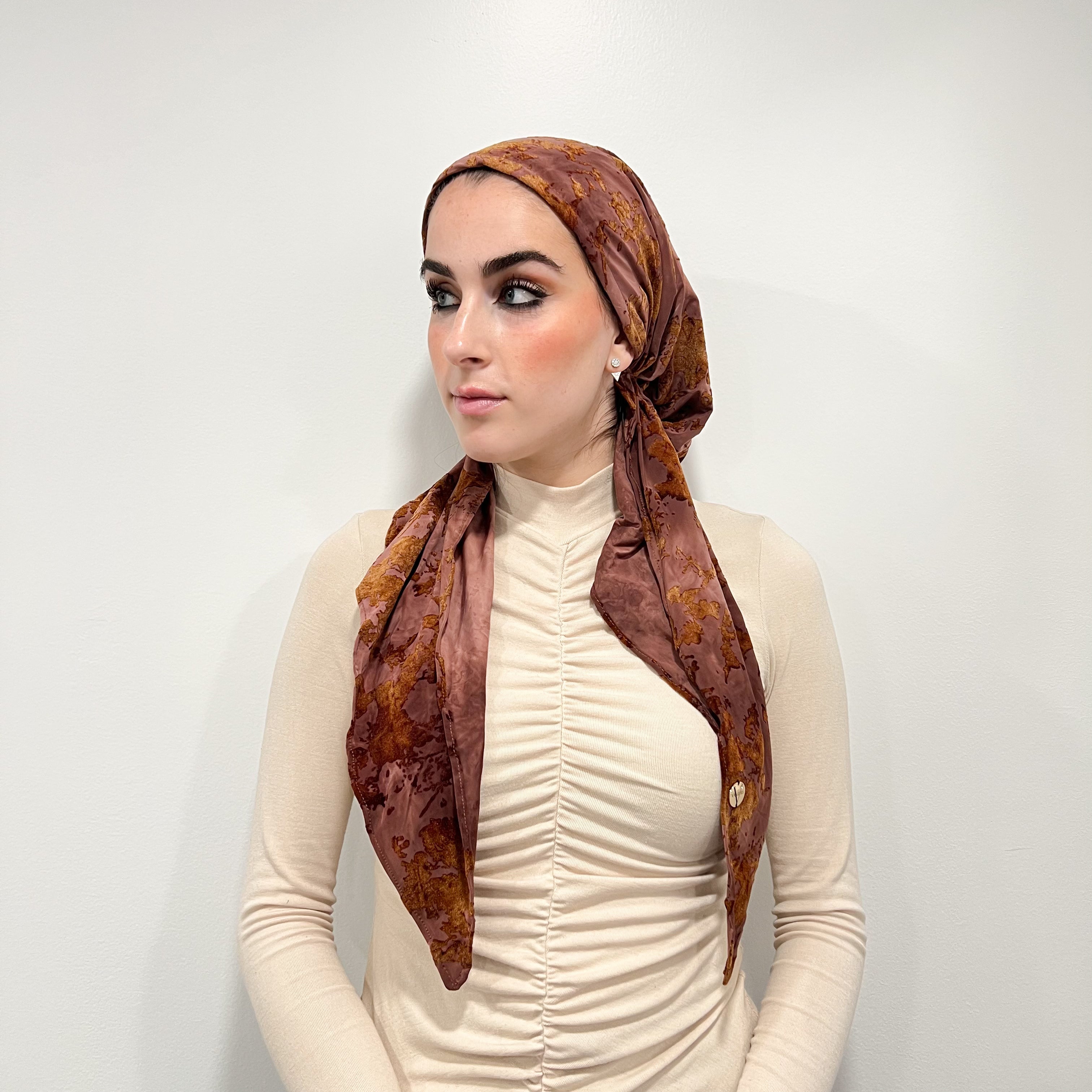 Sophia Suede Pre-Tied Scarf - Toffee