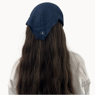 Navy Bamboo Crepe Ready-Tied Bandana