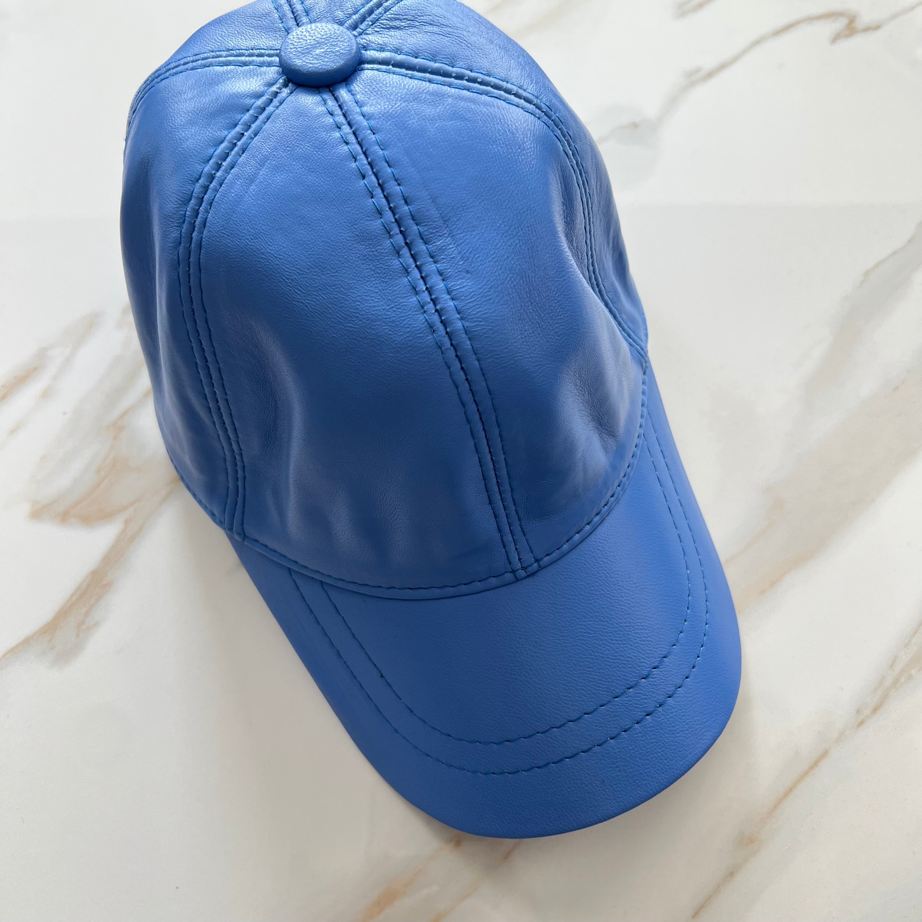 Blue Genuine Leather Cap