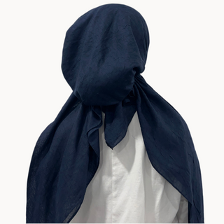 Navy Bamboo Crepe Pre-Tied Scarf