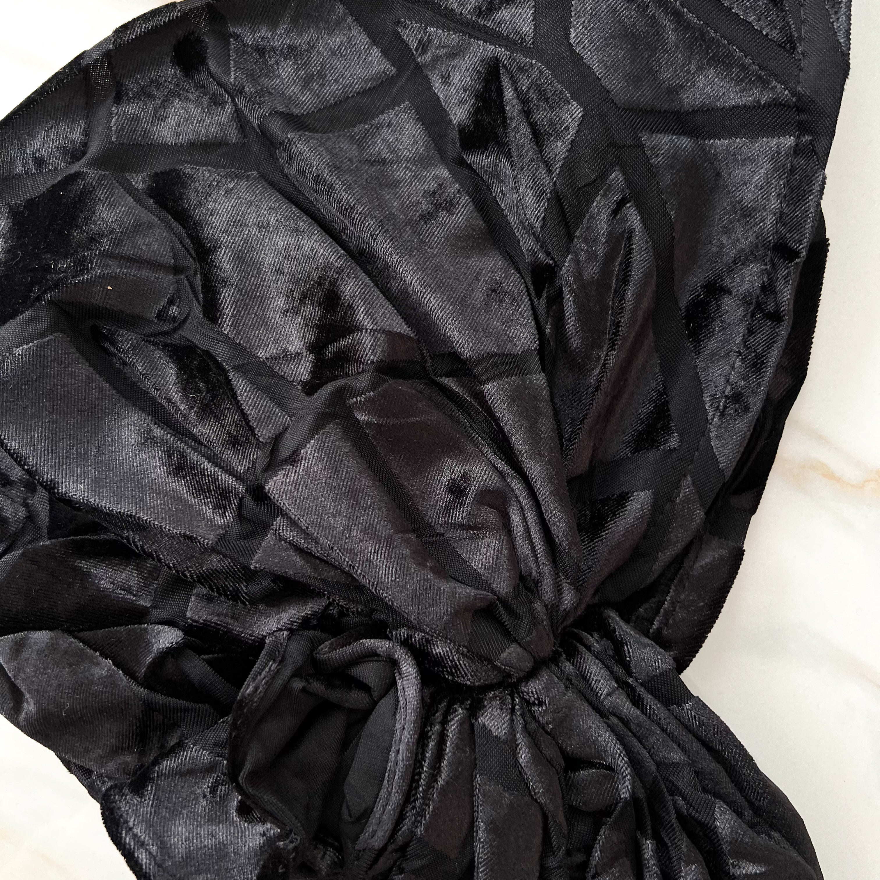 Jen Velvet Pre-Tied Scarf - Black