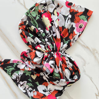 Floral Noir Pre-Tied Scarf