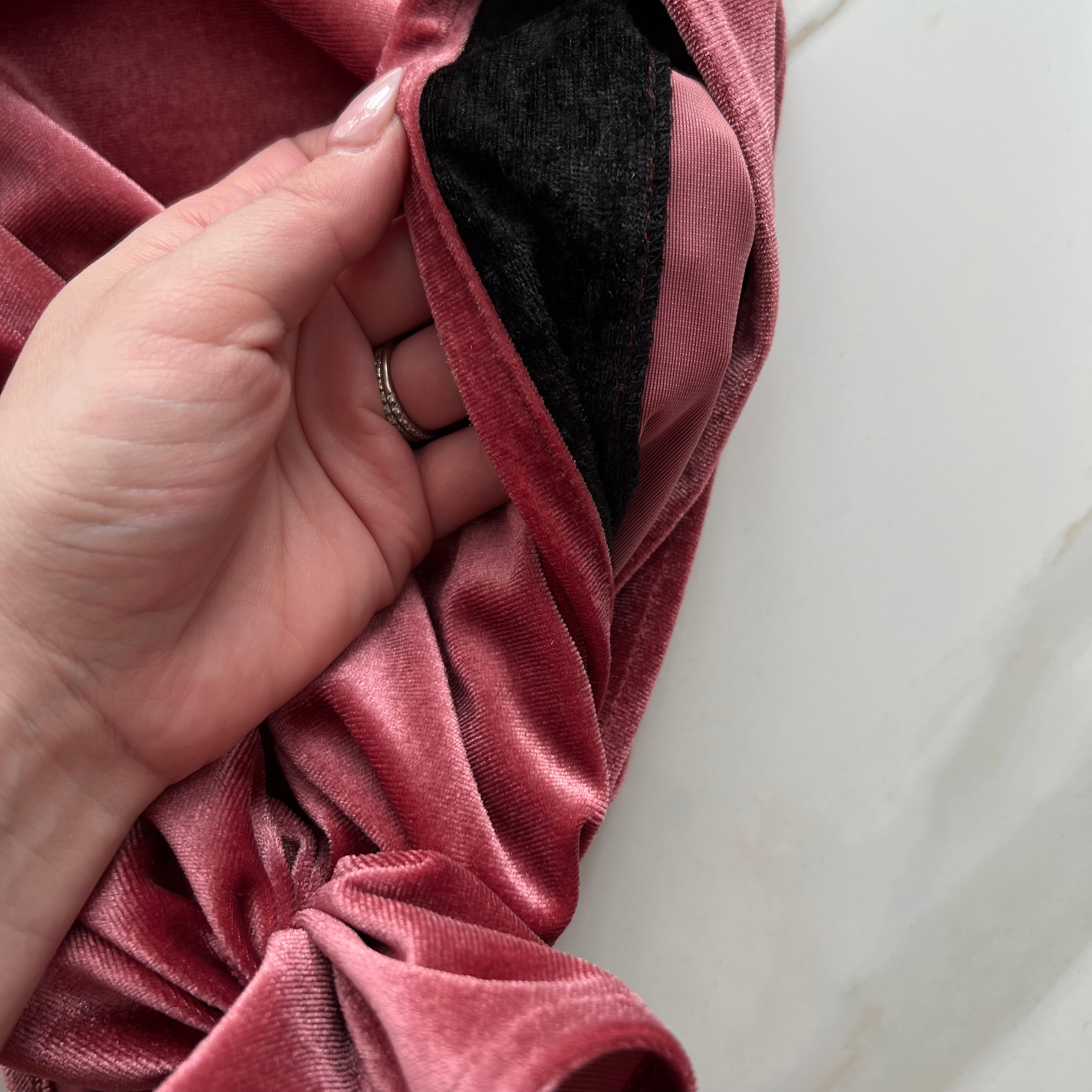 Pink Velvet Pre-Tied Scarf