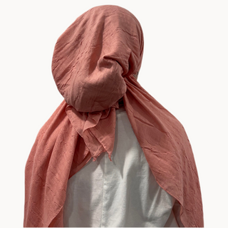 Peach Bamboo Crepe Pre-Tied Scarf