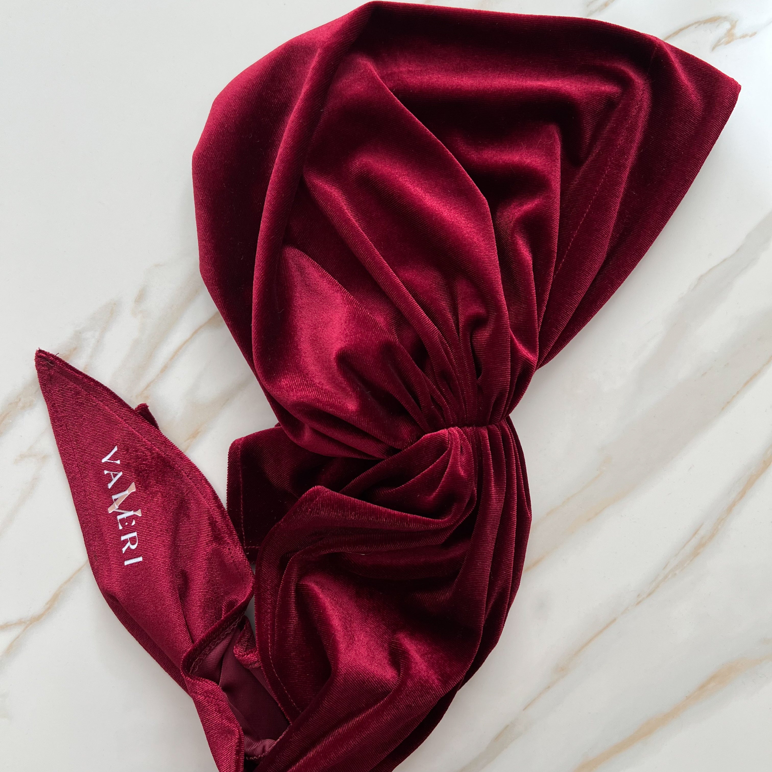 Burgundy Velvet Pre-Tied Scarf