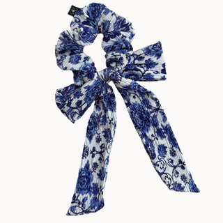Porcelain Blue Dreams Crinkle Bow Scrunchie