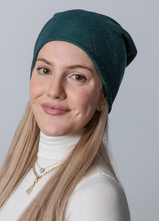 Green Shimmer Knit Beanie