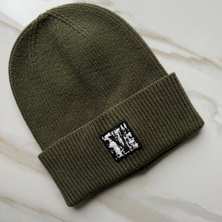 Tweed Logo Olive Cuff Beanie