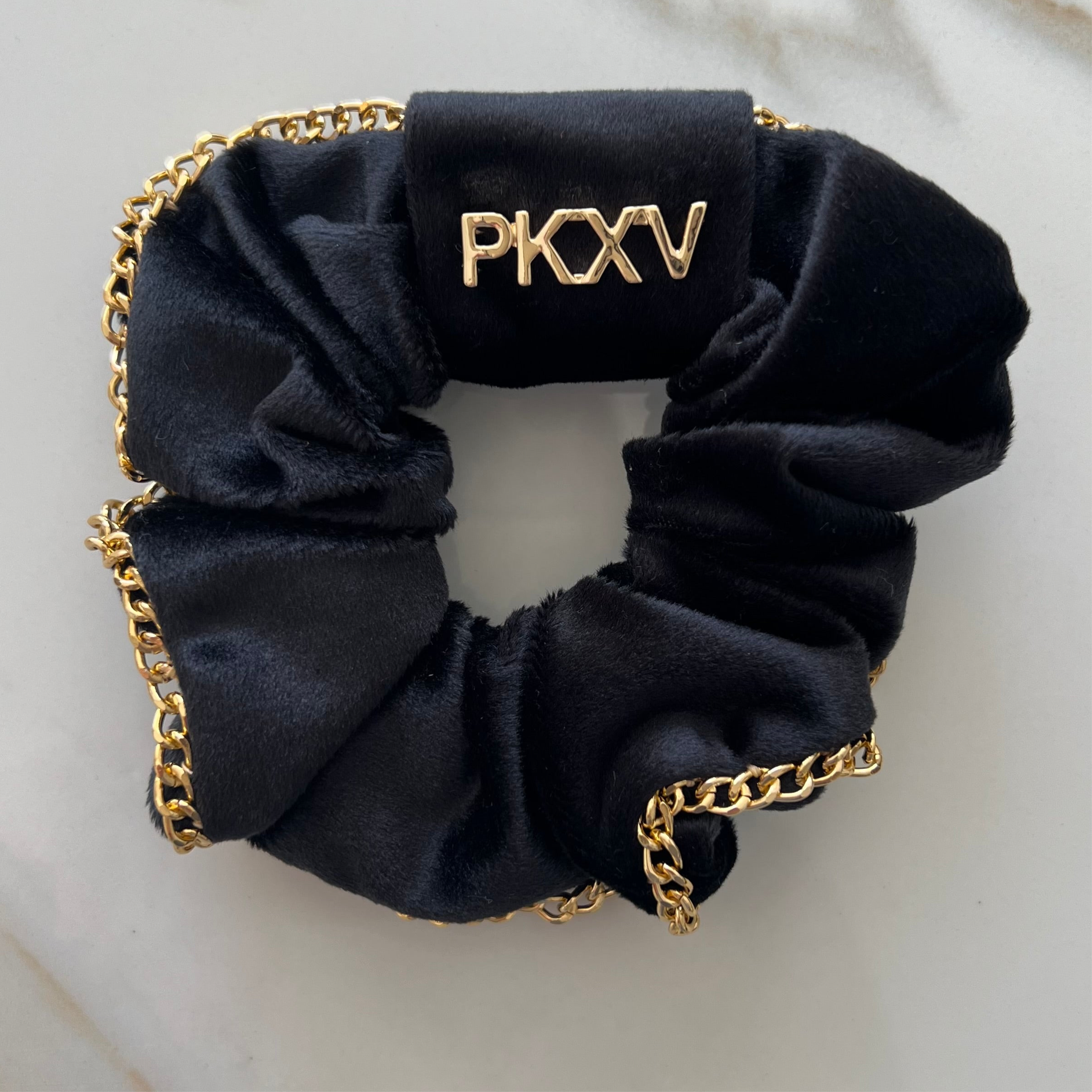 VELVET HAIR TIE WILDBERRY W/GOLD HEART VELVET HAIR TIE WILDBERRY W/GOLD HEART