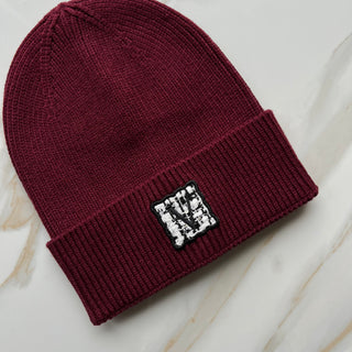 Tweed Logo Merlot Cuff Beanie