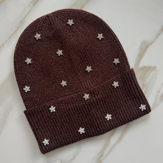 Crystal Bloom Chocolate Cuff Beanie