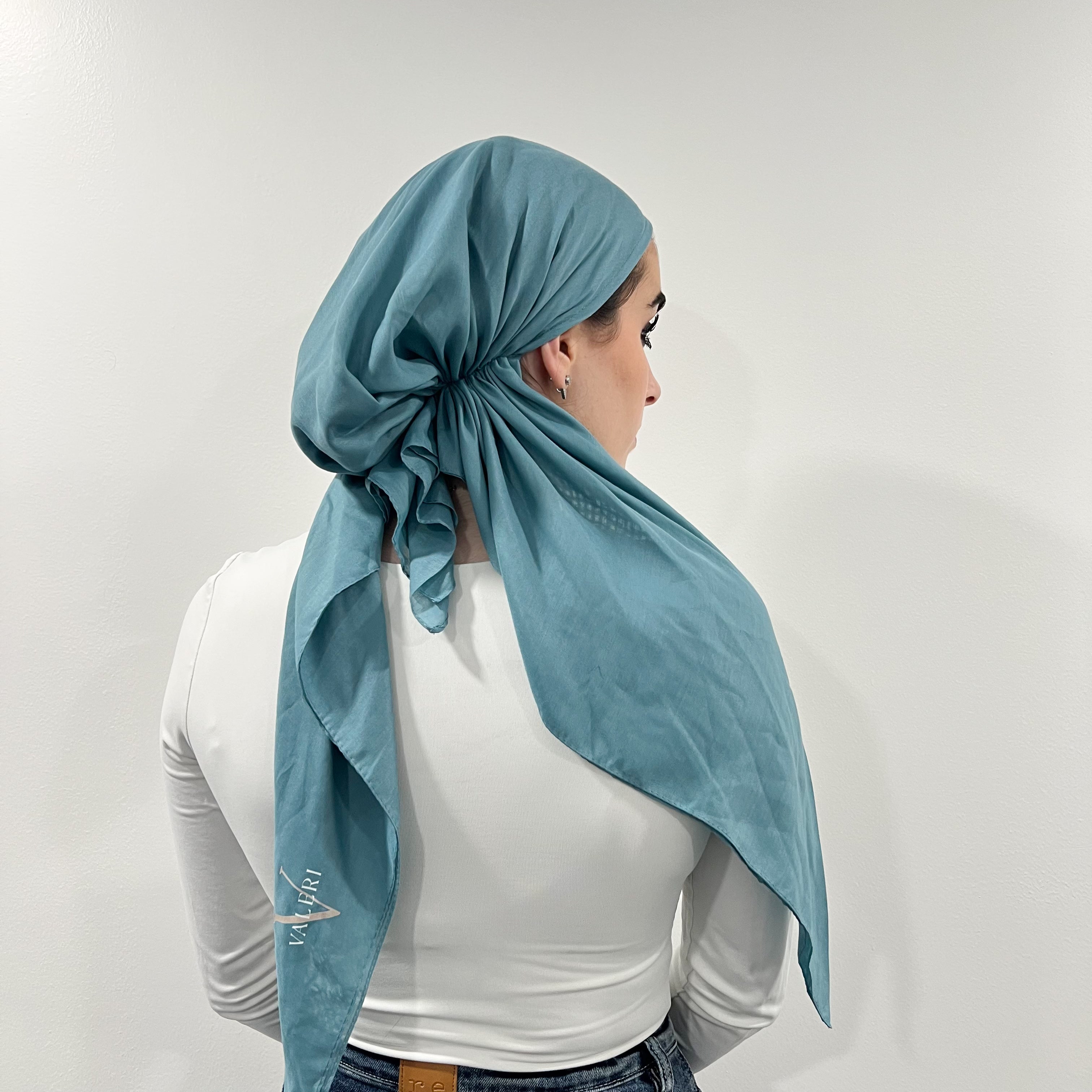 Teal Cotton Pre-Tied Scarf