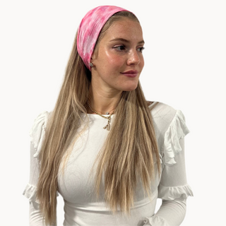 Pink Tie Dye Crinkle Wide Headband