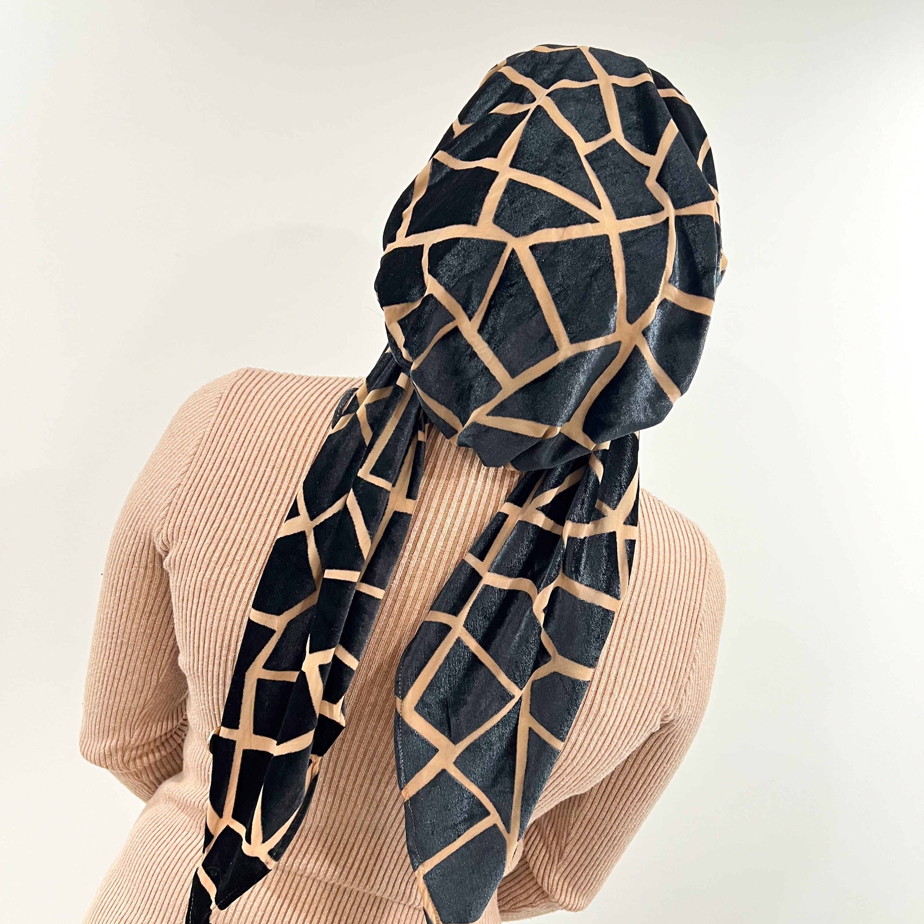 Jen Velvet Pre-Tied Scarf - Camel