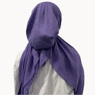 Purple Bamboo Crepe Pre-Tied Scarf