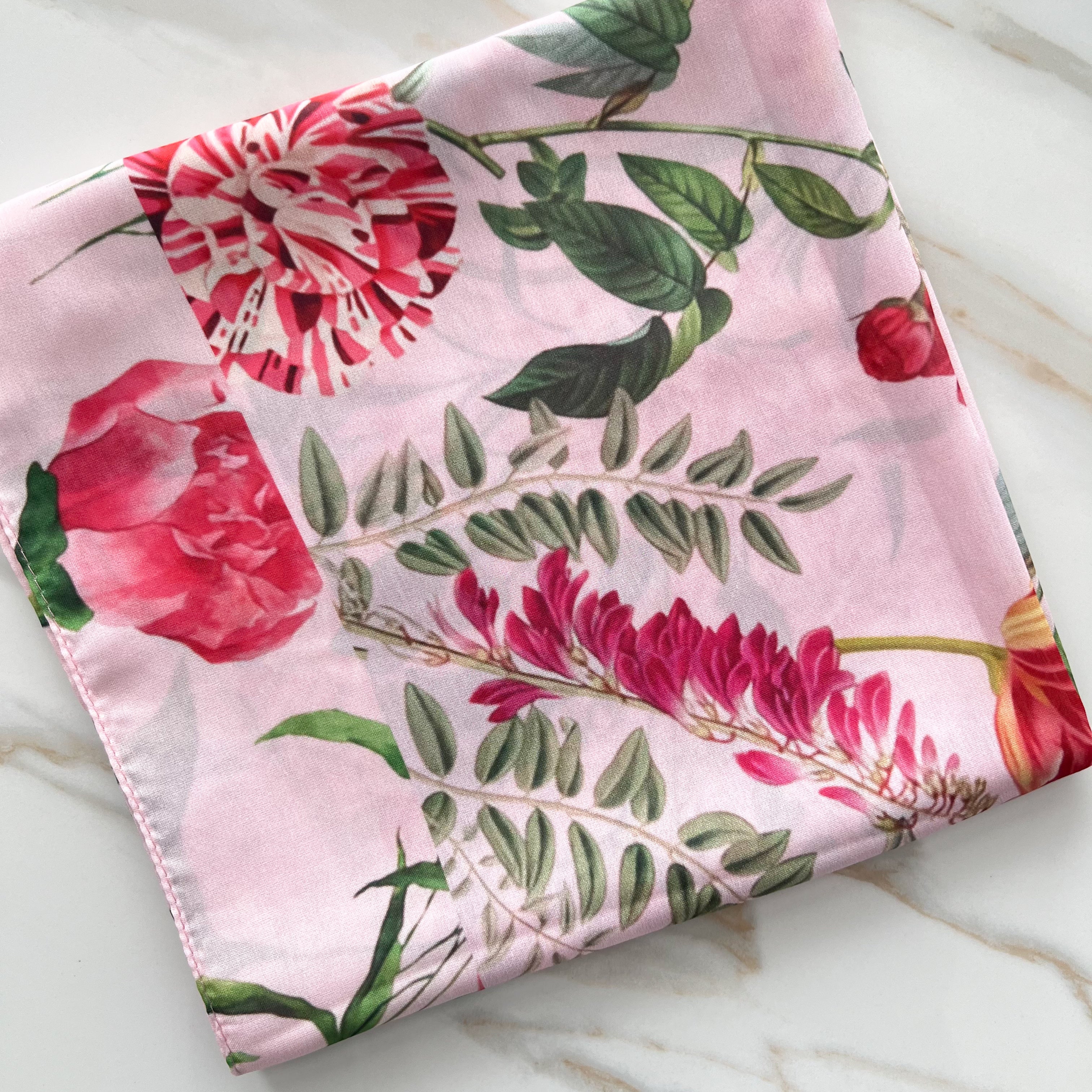 Pink Floral Open Square Scarf