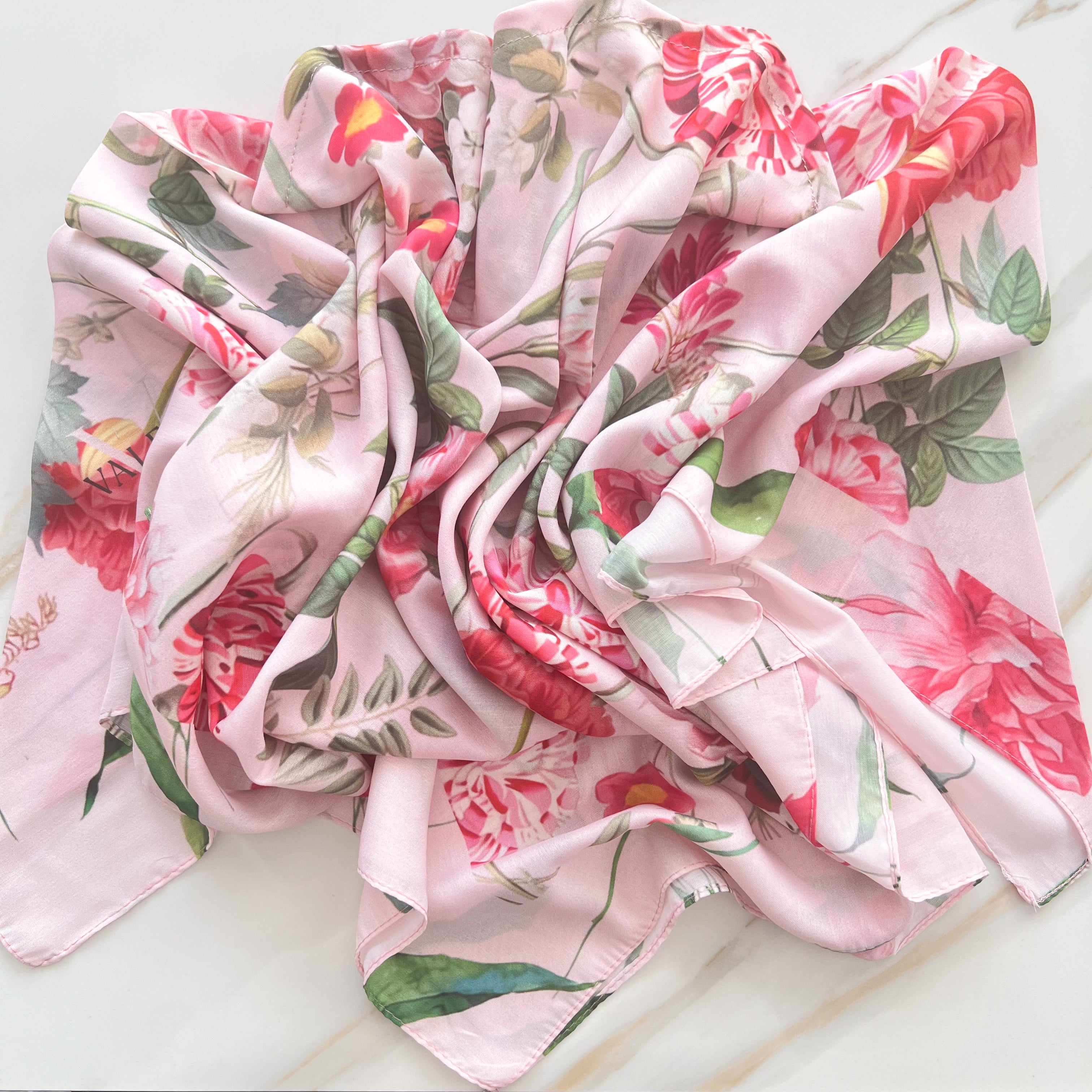 Pink Floral Triangle Scarf