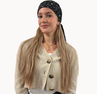 Valeri Signature Bloom Black Light Crinkle Triangle Scarf
